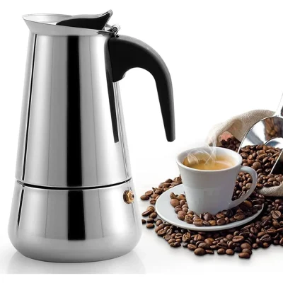 Cafeteira de aço inoxidável moka cafeteira italiana 9 xícaras fogão máquina de café expresso para fogão a gás ou elét